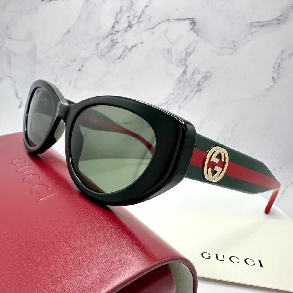 STYLISH GUCCI Sunglasses Black Gold Newest Collection GG1862S Metal Logo Cat Eye - Picture 3 of 16